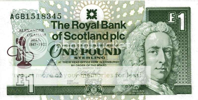 SCOTLAND: ONE POUND.THE ROYAL BANK OF SCOTLAND.A.G.BELL  UNC