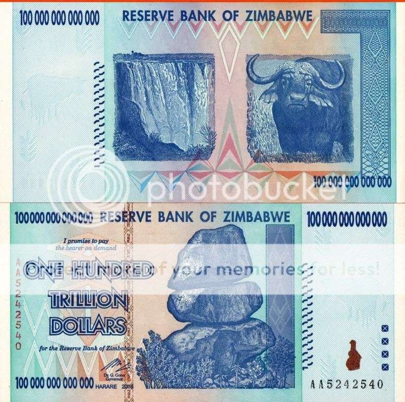 Zimbabwe One Hundred Trillion Dollars note   *** UNC ***