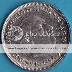 *** SPAIN 25 PESETAS 1957 PTAS ***                          SUN273