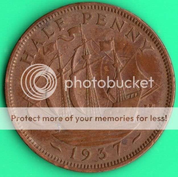 1937 BRITISH HALF PENNY                                        SUN318