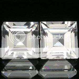 Beautiful! 6.57ct  Square Cut Natural  White Topaz Pair   - Exact Pictures!