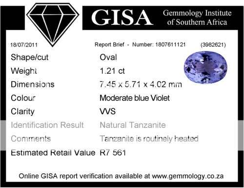 GORGEOUS! 1.03 ct Oval Cut Tanzanite G.I.S.A Certified