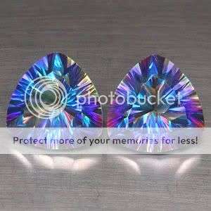 Beautiful! 21.59Cts**(2 Pcs)** Trillion Concave Cut Natural Rainbow Mystic Topaz   - Exact Pictures!