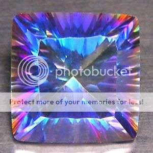 WONDERFUL! 9.84Cts Square Concave Cut Natural Rainbow Mystic Topaz
