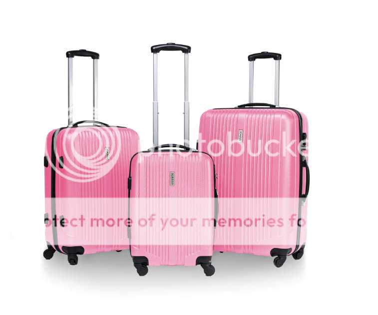 3 Piece ABS Trolley Luggage Bag Set , 20" 24" 28" PINK COLOUR ONLY