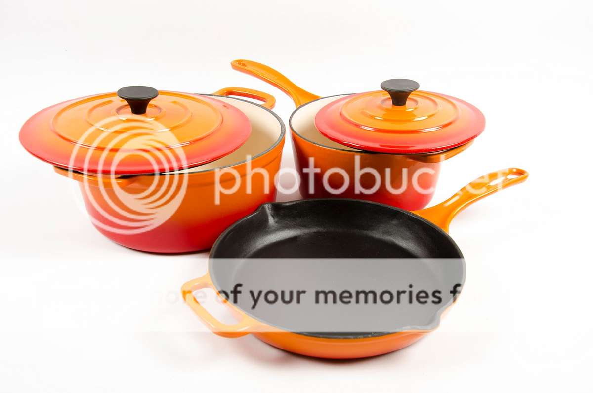 Five Piece Cast Iron Enamel Cookware Pot Set