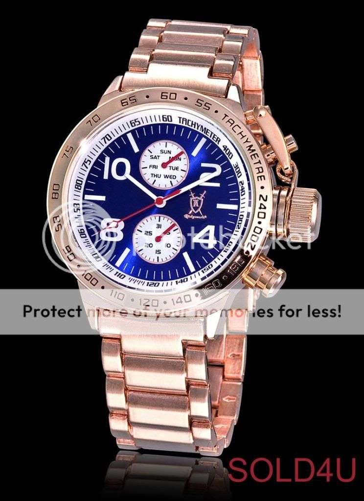 Original German Luxury Konigswerk Clock Licinius metal band - ROSE  BLUE METALLIC!