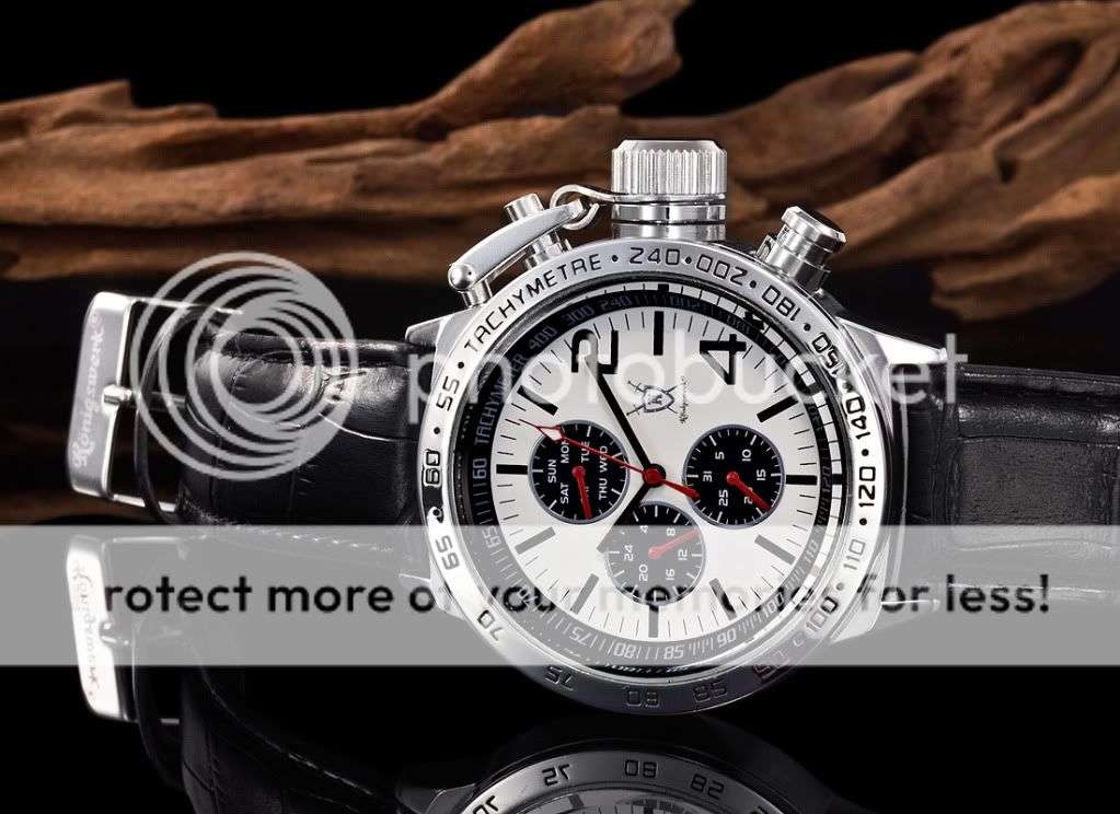 Original German Konigswerk Clock Licinius XXXL leather white black with screw-in crown