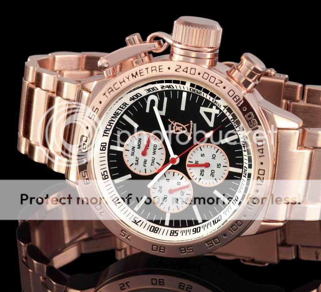 Original German Luxury Konigswerk Clock Licinius metal band ROSE  BLACK XXXL crown with screwed