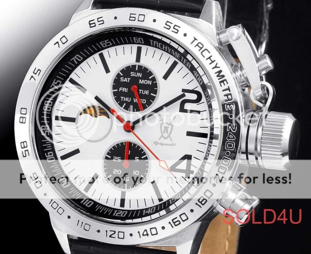 Original German Luxury Konigswerk Gigantic King Plant Clock Melissus Leather White XXXL crown