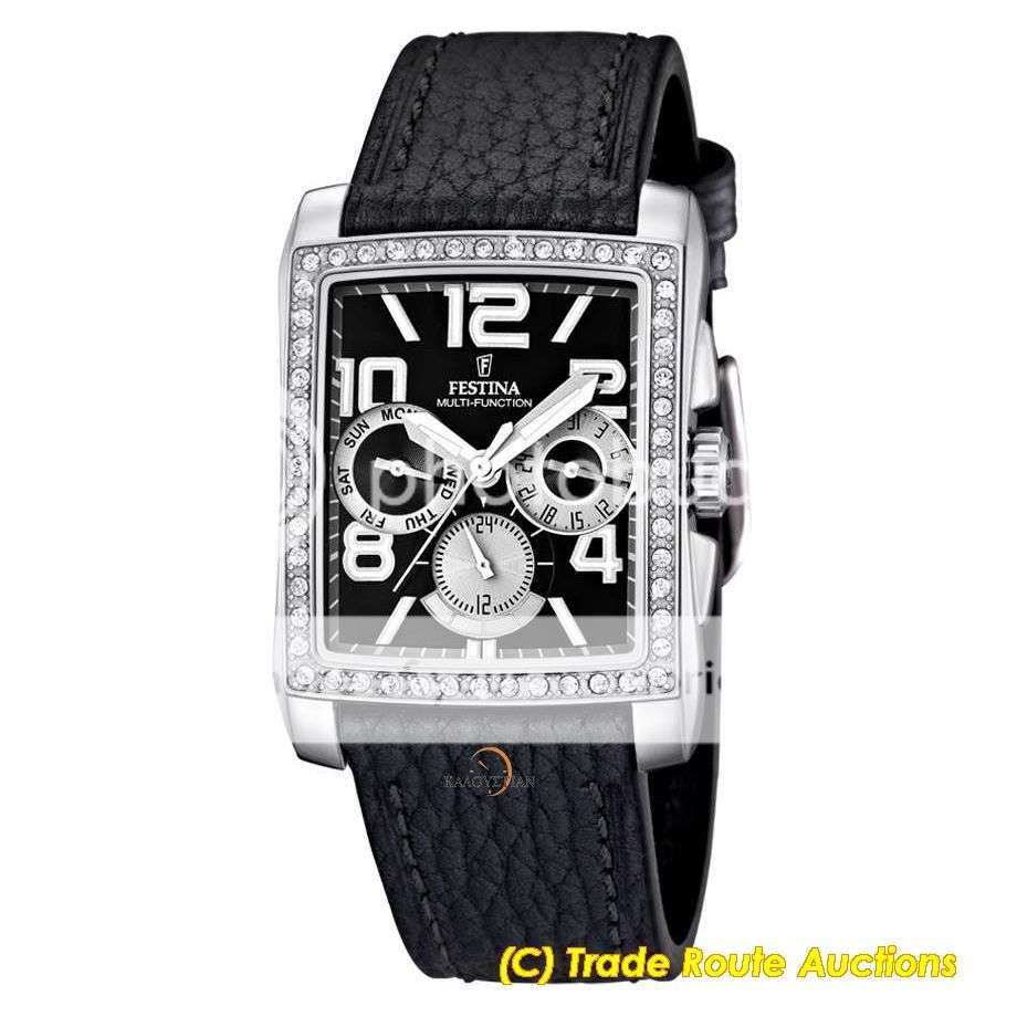 Festina Men's Multifunction F16362/3 Black Leather Quartz Watch With Black Dial (F16362/3)