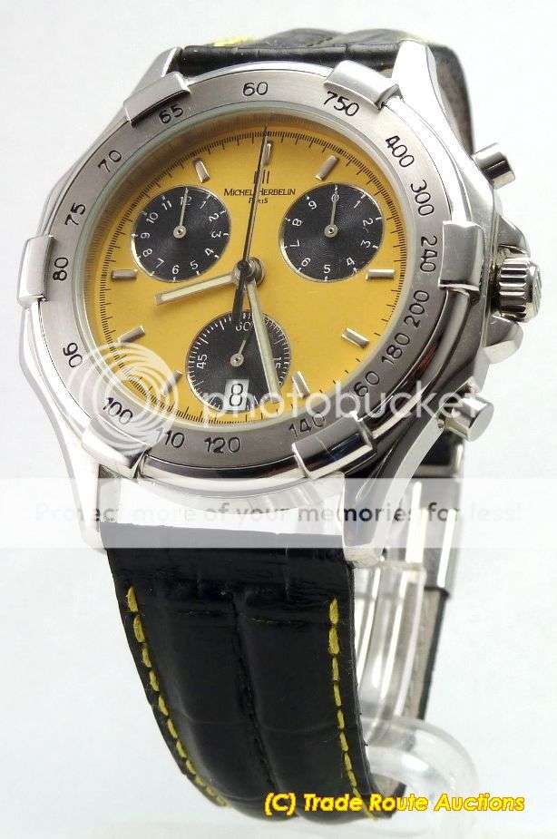 MICHEL HERBELIN SAFARI DATE CHRONOGRAPH MENS LEATHER BAND WATCH - 32442 *** R 12,000-00 ***