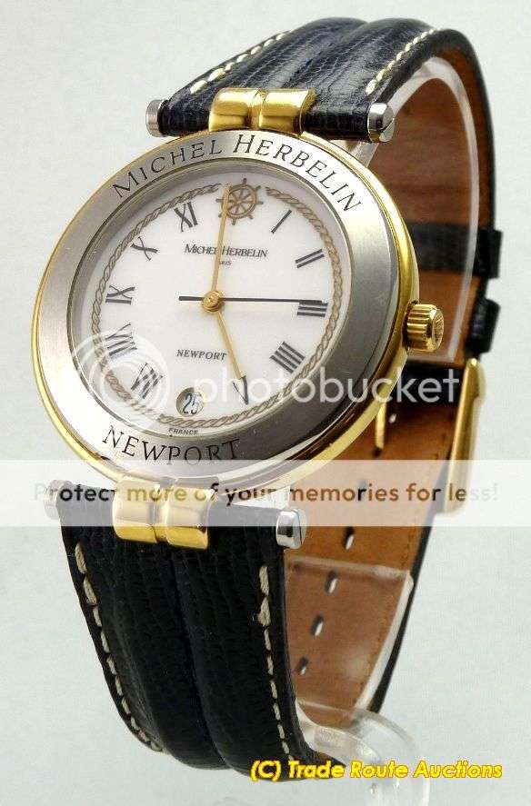 MICHEL HERBELIN LARGE SIZE ROUND DIAL DATE Newport Men's Watch 12456 *** R 12,000-00 *** BOX