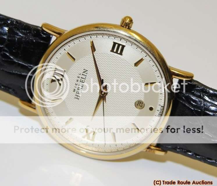 MICHEL HERBELIN MENS LEATHER STRAP WATCH - 12443/P13 - CLASSIC WATCH