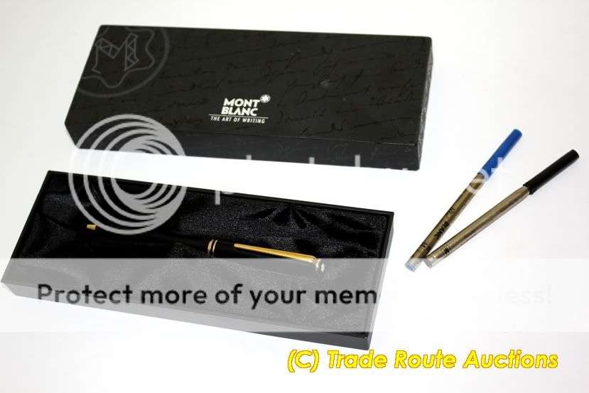 Mont Blanc Classic Ball Pen + BOX + BOOKLET + 2 X FREE REFILLS (BLACK & BLUE)  **** MONTBLANC ****