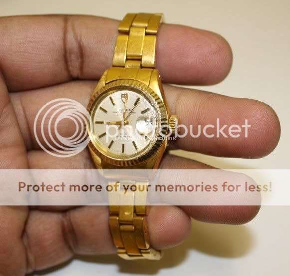 ROLEX TUDOR PRINCESS OYSTERDATE YELLOW DIAL SOLID GOLD BEZEL - ROTOR SELF WINDING - LADIES WATCH