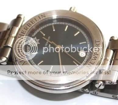MICHEL HERBELIN NEWPORT WATCH BLUE DIAL - WITH BOX PAPERS EXTRA LINK