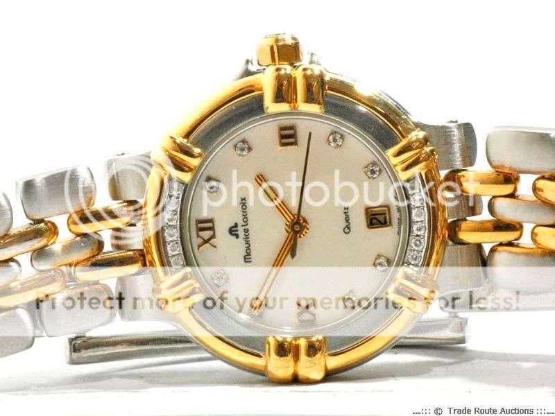 MAURICE LACROIX REAL DIAMONDS GOLD PLATED TWO TONE WOMENS WATCH - MINT CONDITION ** REAL DIAMONDS **