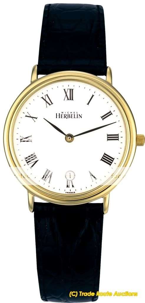 MICHEL HERBELIN CLASSIC DATE MENS LEATHER BAND WATCH 19941/P01 -  *** R 8,000-00 ***