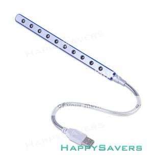 Flexible USB 10 LED Light Neck Lamp For Keyboard Reading Notebook Laptop PC