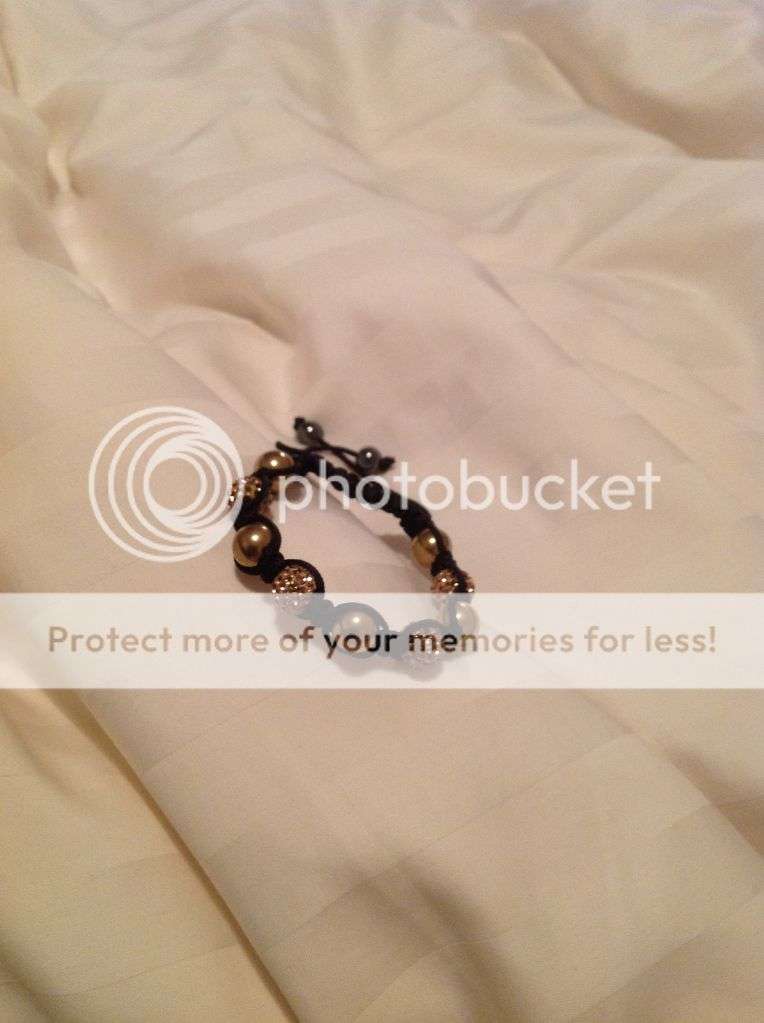 Cystal shambala bracelet with gold crytals and beads