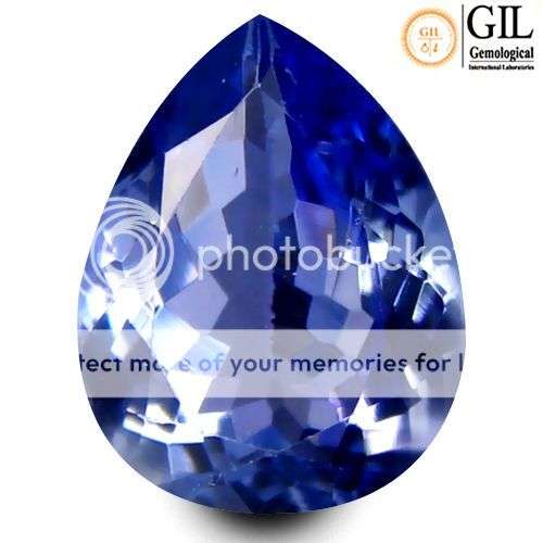 QUALITY "GIL CERTIFIED" SUPERIOR 1.37CT.  PEAR FACET PURPLISH BLUE TANZANITE
