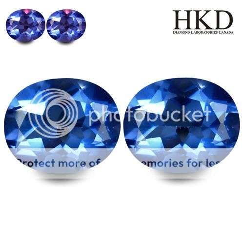 HKD CERTIFIED MATCHING PAIR - 6.18CT. (2PCS)  OVAL FACET COLOR CHANGING ROYAL BLUE FLOURITE