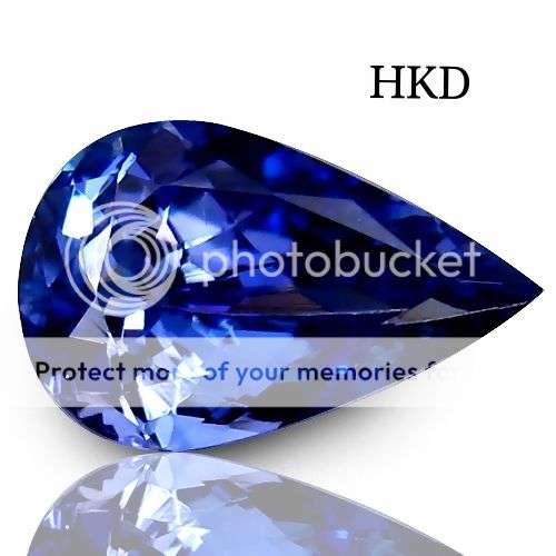 HKD CERTIFIED!!  EXCELLENT 1.57CT. PEAR FACET  NATURAL BLUISH VIOLET TANZANITE