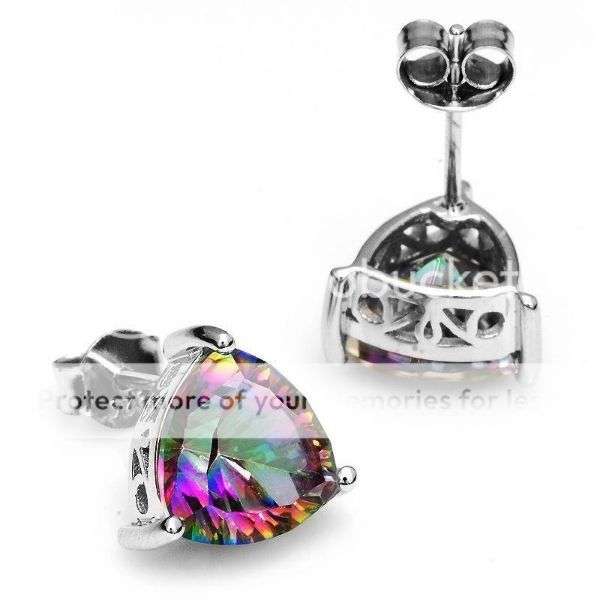 6.5CT. MYSTIC RAINBOW TOPAZ SOLID 925 STERLING SILVER STUD EARRINGS