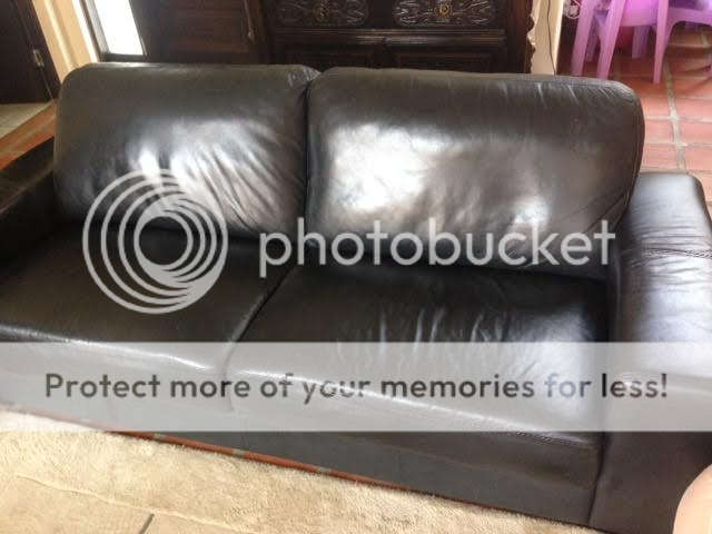 Black Leather Couch - 3 Seater