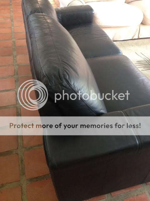 Black Leather Couch - 3 Seater