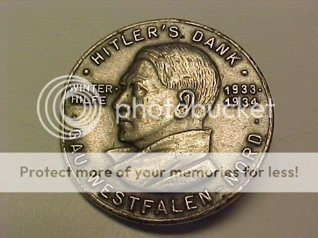 WWII Nazi German ADOLF HITLER DANK Badge Silver