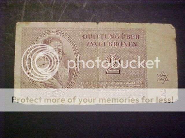 Jewish Concentration Camp Ghetto Currency THERESIENSTADT 1943
