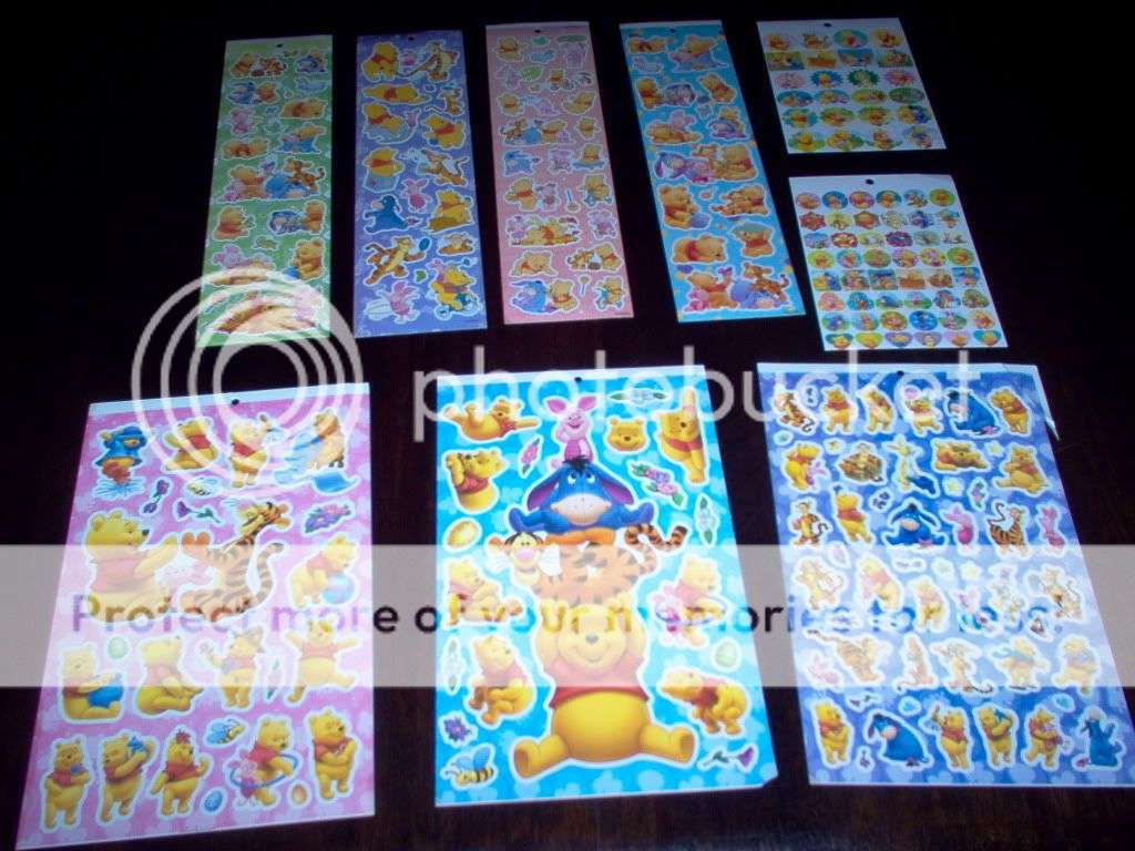 WINNIE THE POOH STICKERS - 9 SHEETS