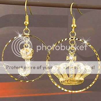 JE037 Crystal Rhinestone Gold Plated Juicy Crown Earring Best Christmas Gifts