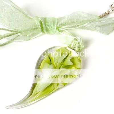 ** BUY 3 GET 1 FREE ** Murano Lampwork Glass Leaf Pendant Necklace