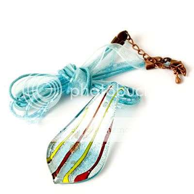** BUY 3 GET 1 FREE ** Murano Lampwork Glass Leaf Pendant Necklace