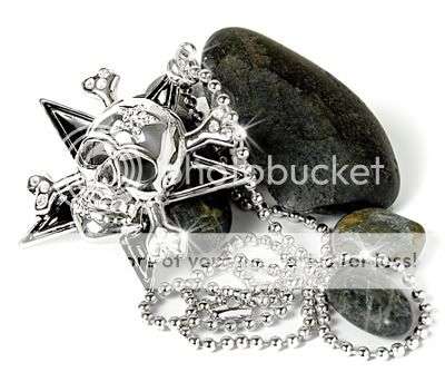 OR031 Rock Fashion Swarovski Crystal 18K White Gold Plated Skull Pendant with Necklace Chain