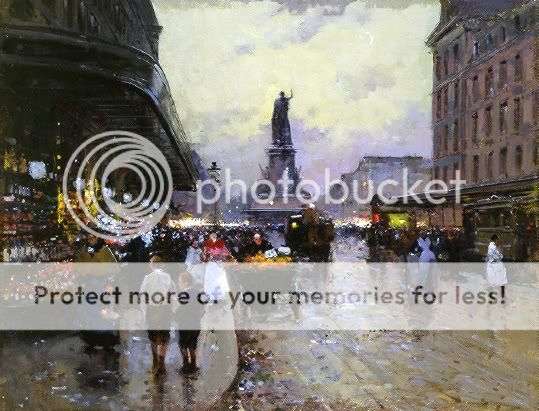 THE REPUBLIC OIL PAINTING ON CANVAS ART SIGNED BY THE ARTIST A PARIS STREET