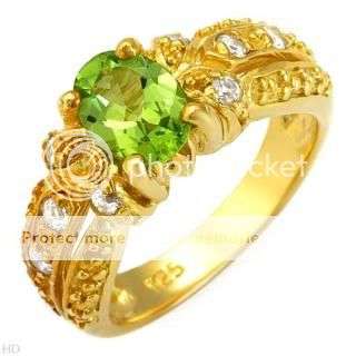 Wonderful Ring With 2.16ctw Precious Stones - Genuine Peridot and Topazes Made in 18K/925 Gold plate