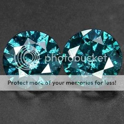 0.42CT/2P GENUINE ELECTRIC BLUE DIAMOND ROUND PAIR