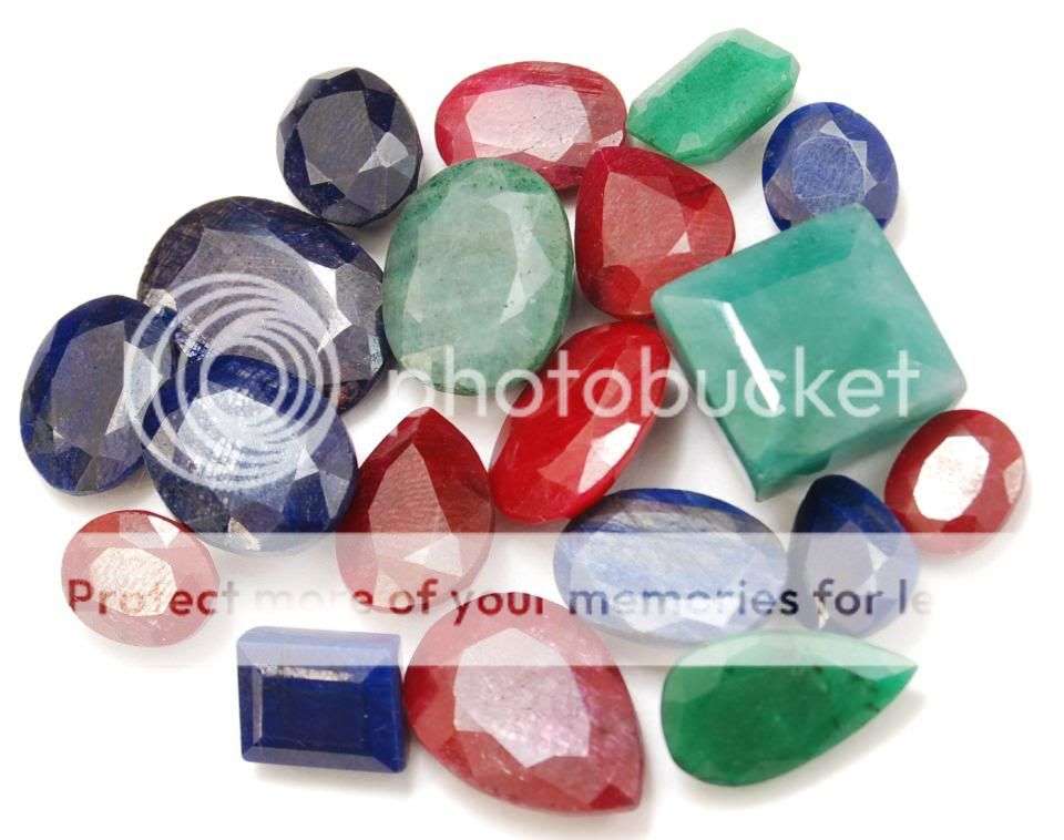 128.40cts Natural Ruby, Emerald & Blue Sapphire Gemstone Lot