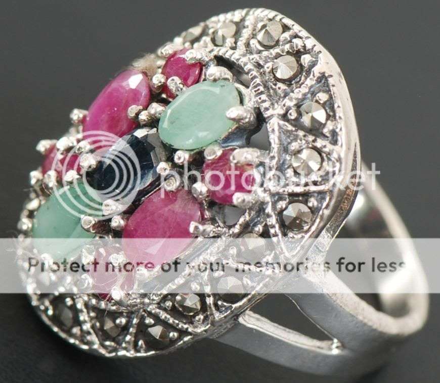 Ruby, Emerald & Sapphire 925 Silver Gemstone Ring