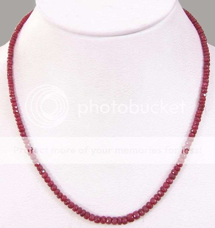 90 Cts Africa Ruby Gemstone Beads Necklace with 925 Silver Clasp