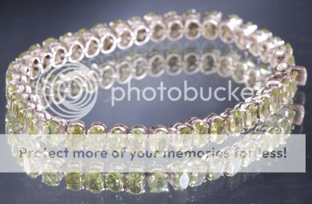 925 Sterling Silver Burma Peridot Gemstone Bracelet - Appx 30+Cts of Untreated Peridots