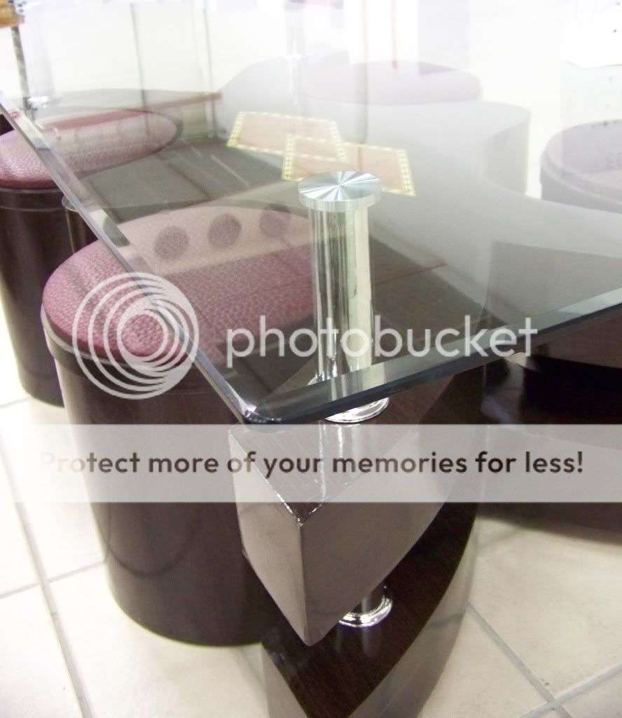 NEW GLASS TOP COFFEE TABLE WITH LEATHER FOOTRESTS