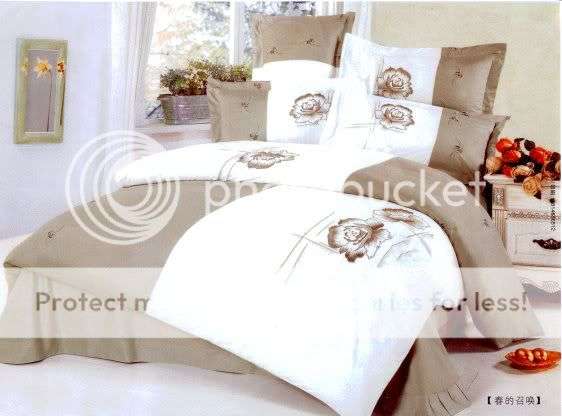 Grey & White 6pc Queen Size Duvet set