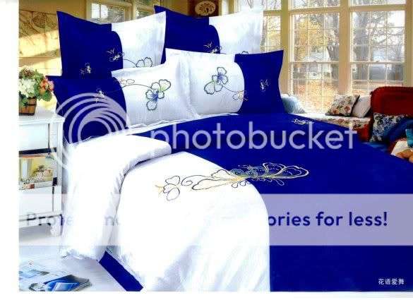 STUNNING!!! Satin 6pc Queen Size embroidered duvet set