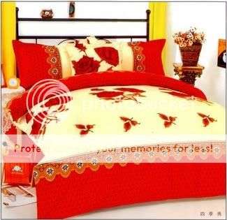 Red & Cream 6 Pc Duvet set