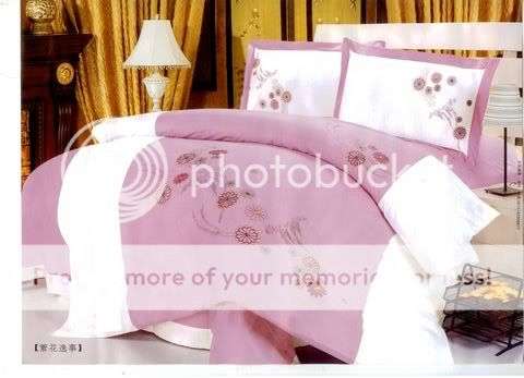 Purple & White Fully Embroidered 6 Pc Duvet set